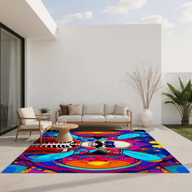 Pulse Bloom Indoor And Outdoor Area Rug, Rectangle 1'6" x 2'6"