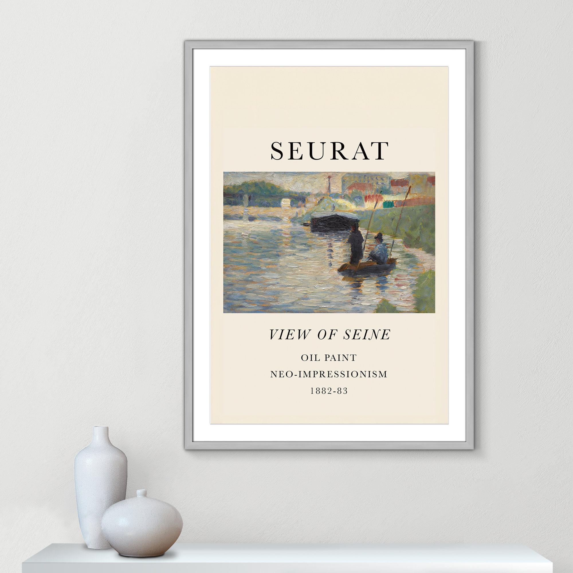 View Of Seine by Georges Seurat, Silver Single Picture Frame, Yes, 23" H x 17" W x 1.25" D