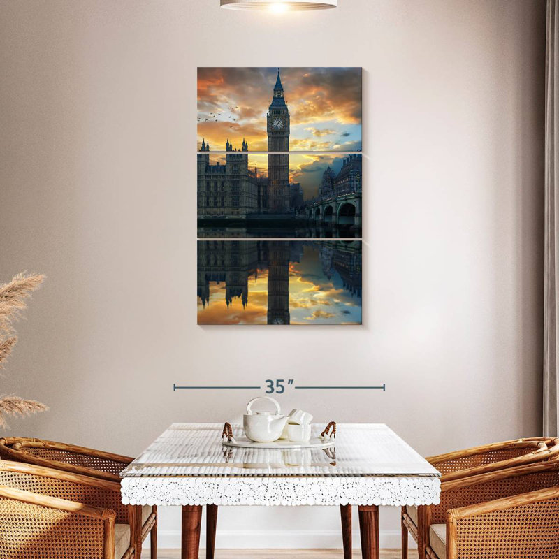 Masam Big Ben au coucher du soleil, H 45 po x l 28 po