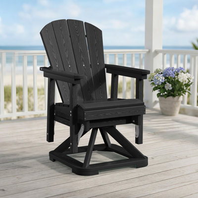 All-Weather HDPE Adirondack Glider Chair, Outdoor Swivel Rocker for Patio, Porch & Deck