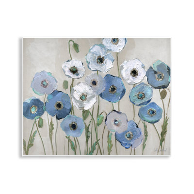  Round Blue & White Poppies Wall Plaque Art by Sally Swatland