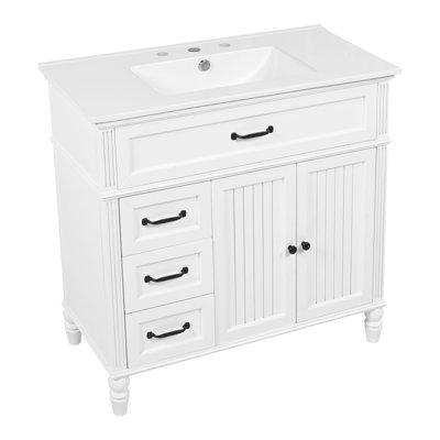 Meuble-lavabo élégant avec lavabo offrant beaucoup de rangement et des matériaux de haute qualité pour un espace de salle de bain fonctionnel et élégant.