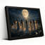 Sept femmes aux lumières scintillantes face à une lune géante - Toile murale d'Halloween-1849069141