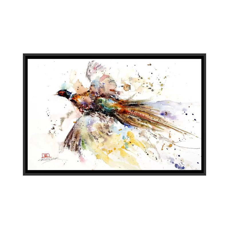 «Colorful Pheasant» par Dean Crouser, reproduction d'art sur toile, H 18 po x l 26 po x P 1,5 po, Toile encadrée noire
