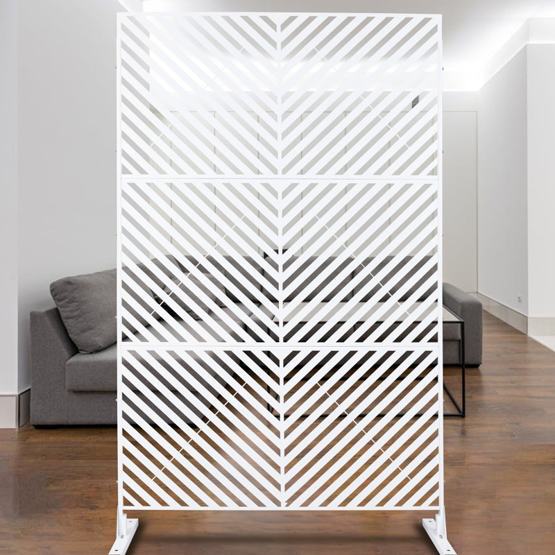 Clôture d'intimité en métal autoportante de 193 cm de haut et 122 cm de large - Panneaux blancs pour terrasse, jardin, balcon et patio