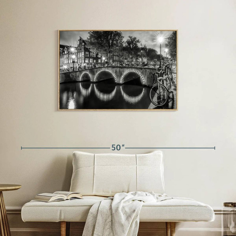 Vue moderne Amsterdam, Cadre flottant en bois naturel, 37 po x 25 po