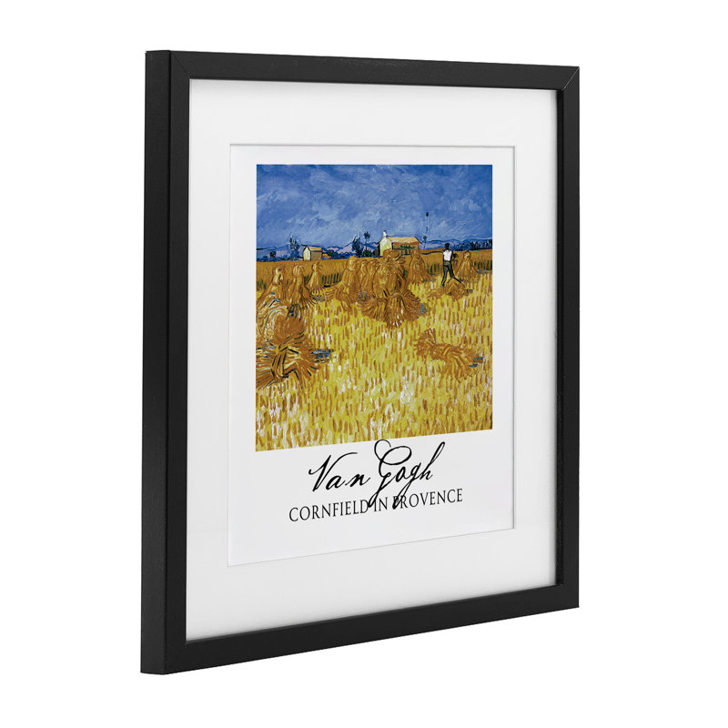 «Van Gogh Cornfield Provence», reproduction encadrée sous verre, design par Vintage Hustle, Cadre noir minuit sous verre