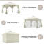 Pavillon de jardin blanc avec double toit Decksplore, moustiquaire et rideaux d'intimité, structure en métal robuste-120931578
