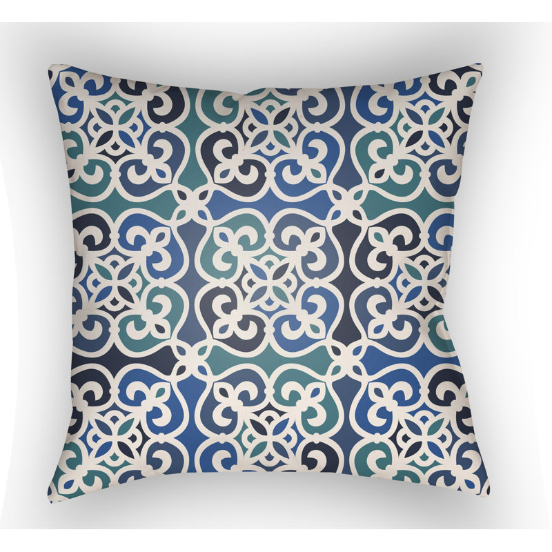  Indoor/Outdoor Throw Pillow, Blue, 16" H x 16" W x 3" D
