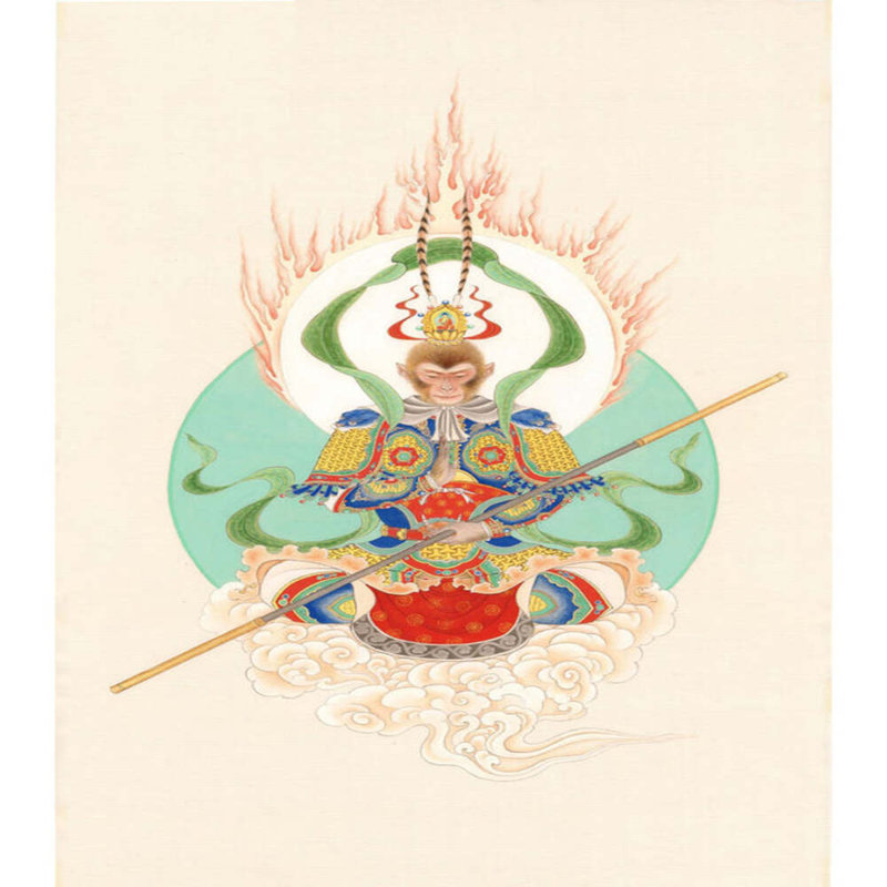 Monkey King by Xiu Yitang - Oriental Legend Figure Hanging Scroll