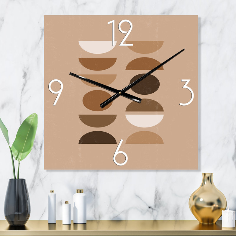 Horloge murale abstraite à motif géométrique abstrait soleil lune II, Grand