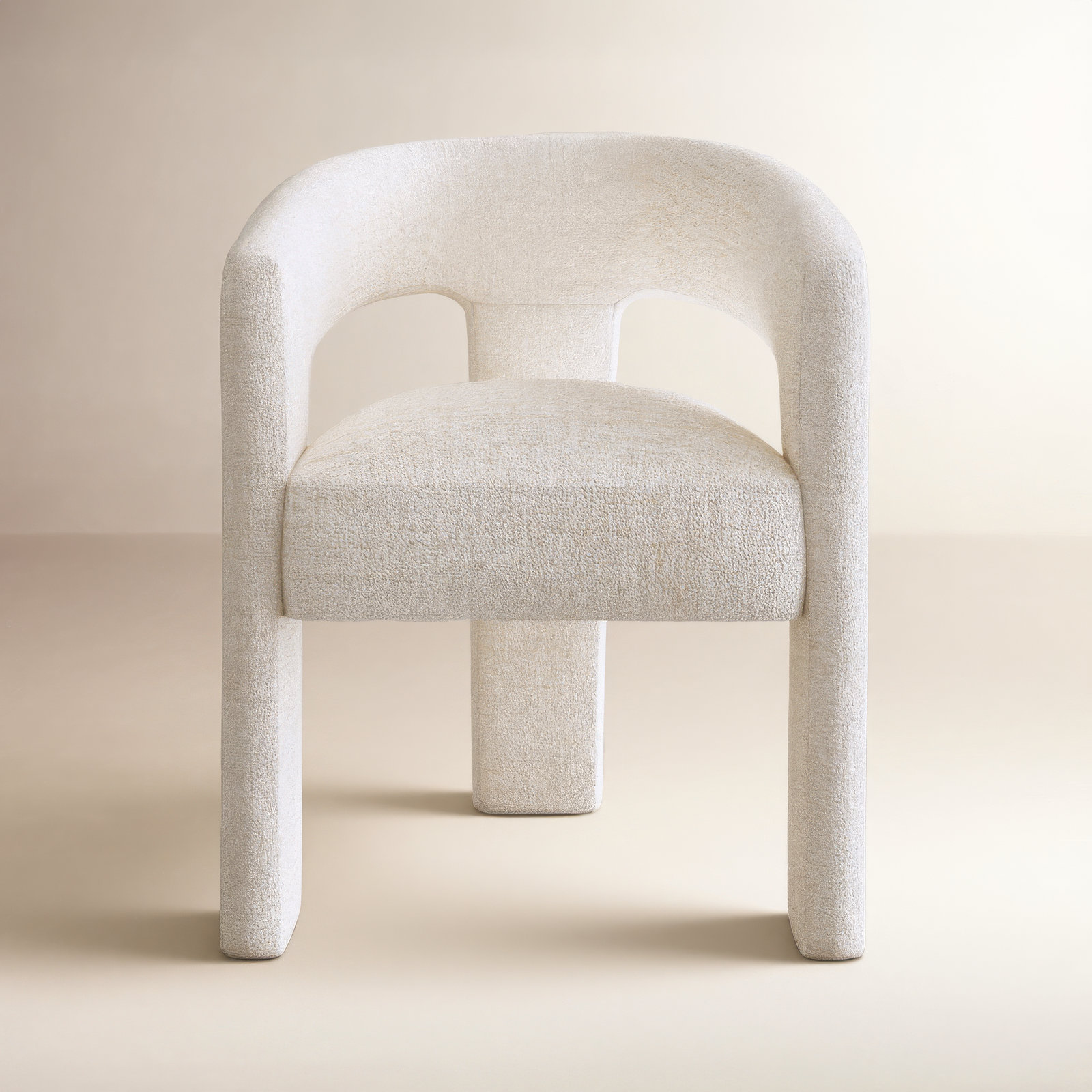 Darlington Chenille Upholstered Dining Arm Chair, Gwen Natural Beige Microsuede