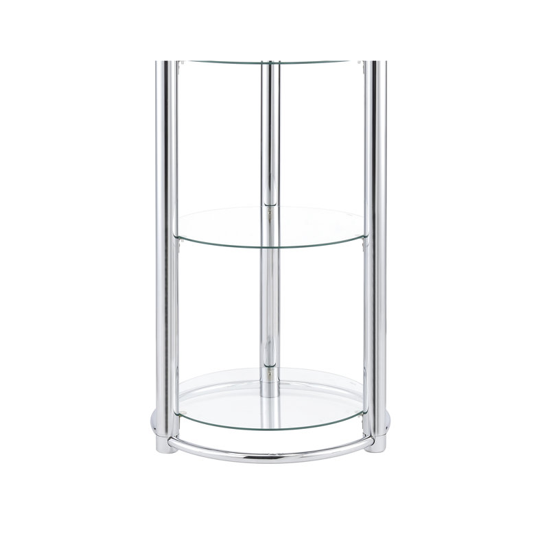 Étagère triangulaire en verre trempé, 5 tablettes verticales pour zones de vie principales, design épuré, dos ouvert, tablette avec poids minimal de 28,17 lb