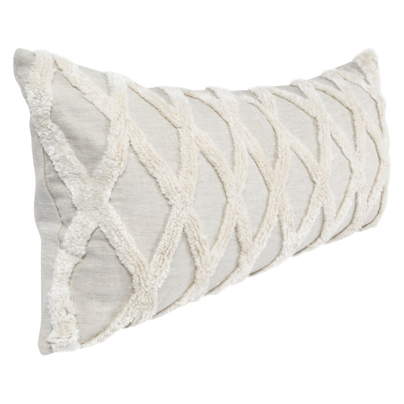 Evangeline Rectangular Pillow Cover & Insert, Natural/Ivory Geometric, 16" x 36"