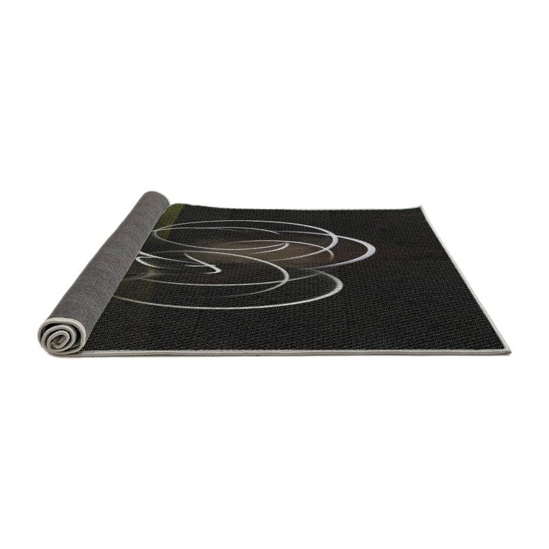 Tapis de zone noire à motifs, Rond 5 pi