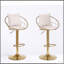Chaise de bar en velours blanc cassé, plaquée or pur, conception unique, rotation à 360 degrés, hauteur réglable, convient aux salles à manger et aux bars, ensemble de 2