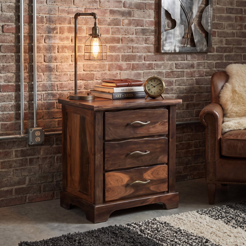 Table de chevet 3 tiroirs Chaliyah, Walnut 