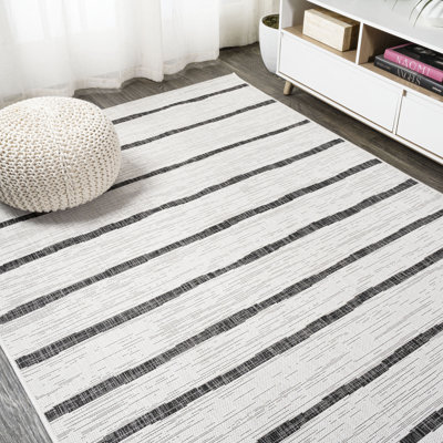 Sieghard Berber Stripe Ivory/Black Indoor/Outdoor Rug