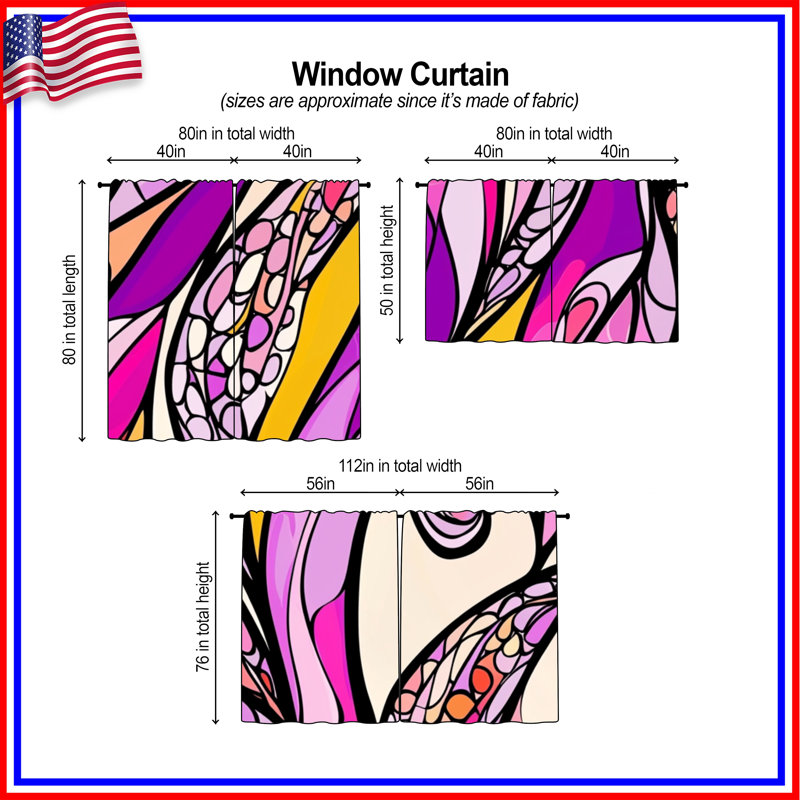 Rideaux abstraits abstraits et transparents - 2 panneaux, 20 po x 60 po - 2 panneaux, Transparent