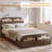 Twin Bed Frame with Storage Headboard, Solid Wood with Raised Footboard, Twin Size, Low Platform Design, Sturdy Slat Support, Natural Finish, Bedroom Use-35143902