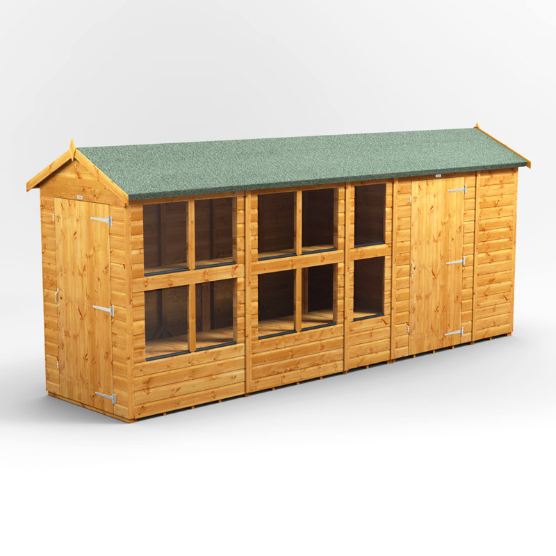 Powersheds 16 x 4ft Timber Tongue & Groove Apex Potting Shed Combi (includes 6ft Side Store)