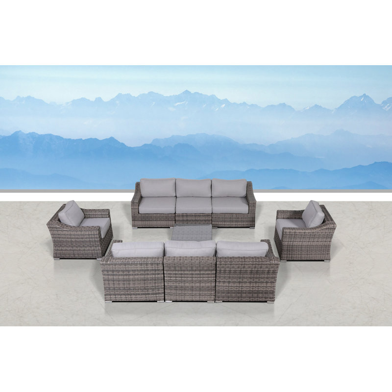 Biles Wicker Fully Assembled 8 - Person Seating Group with Cushions