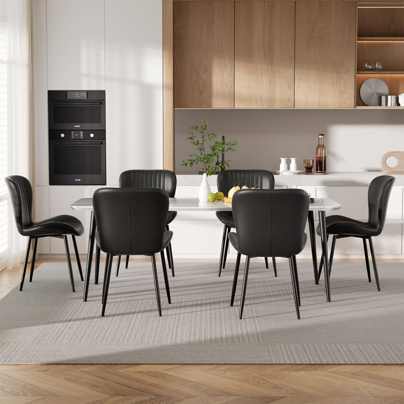 Chaise d'appoint rembourrée Modern (ensemble de 4), 4, Noir