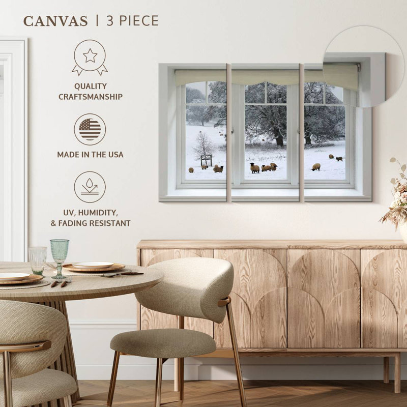 Lilie Winter Sheep Window View, 32" H x 50" W