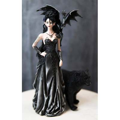 Figurine de fée sorcière rose avec dragon et ours Aneeka