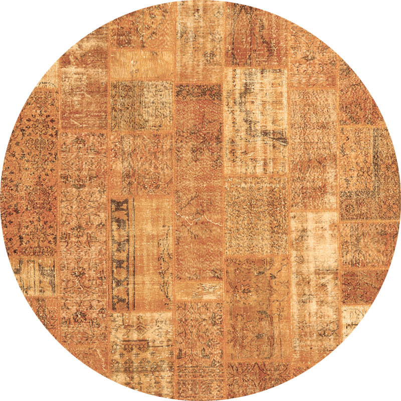 Tapis contemporains brun lavable à la machine 2637, Rond 5 pi