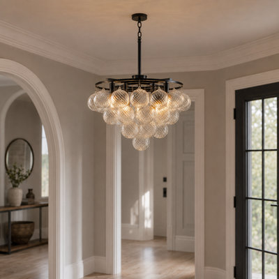 Plafonnier semi-encastré à cage ouverte 14 lumières l 14,6 po de style transitionnel en bronze foncé