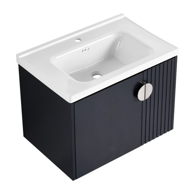 Meuble-lavabo de 28 po avec lavabo en céramique pour petite salle de bain