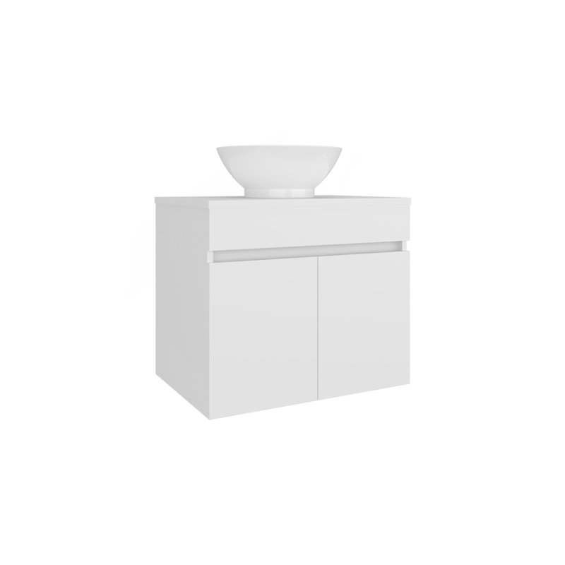 Bathroom Vanity With Sink, 2 Doors, White, White