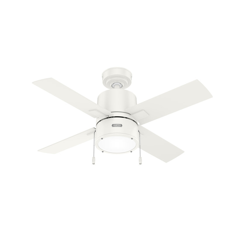 42" Beck 4 - Blade Standard Ceiling Fan with Pull Chain and Light Kit Included, Fresh White