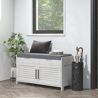 Entryway Shoe Bench with Hidden Compartments, Adjustable Shelves, and Padded Cushion for Comfort and Organization