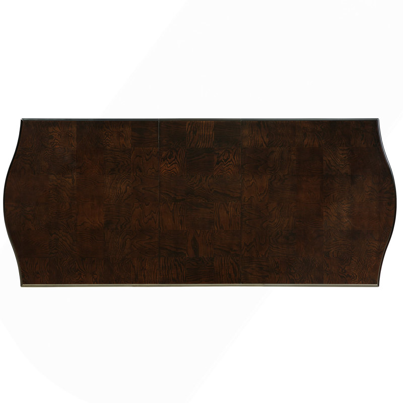 Table de salle à manger à double caisson rectangulaire à finition espresso de style contemporain avec rallonge