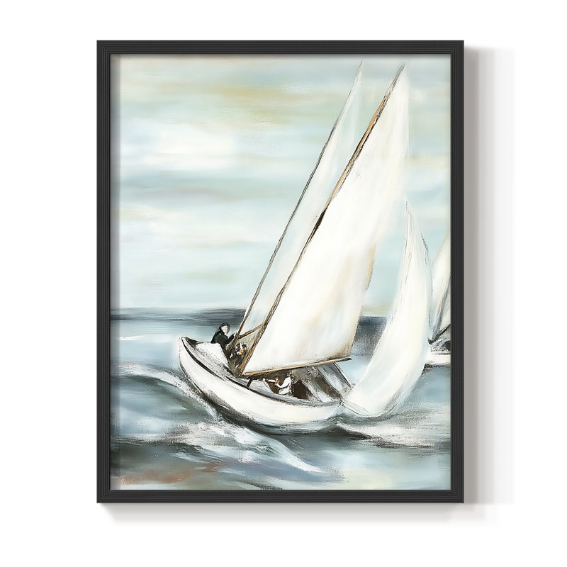 NAUTICAL Series L, reproduction encadrée - bois massif, H 11 po x l 9 po, Noir, noir, noir, noir