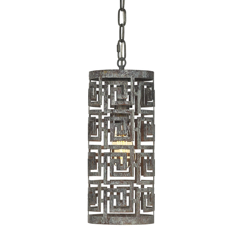 Greek 1 - Light Lantern Cylinder Pendant, Deep Ocean