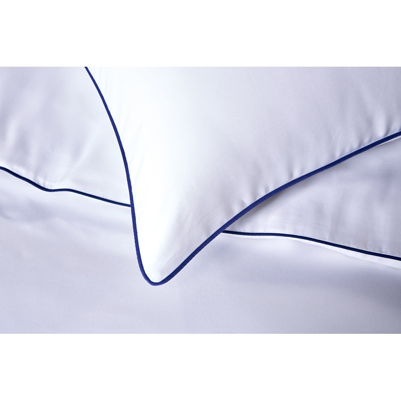 Budding Cotton Solid Colour Duvet Cover Set with Pillowcases Included, Double - 2 Standard Pillowcases, White/Navy