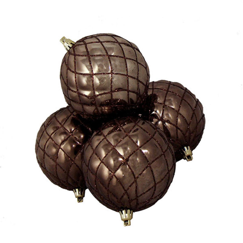 Ornements de Noël incassables, l 5,75 po x P 5,75 po, Brun moka brillant