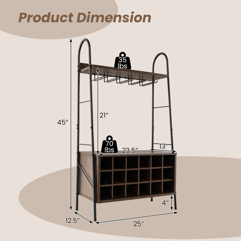 Bar avec rangement pour le vin Renfroe