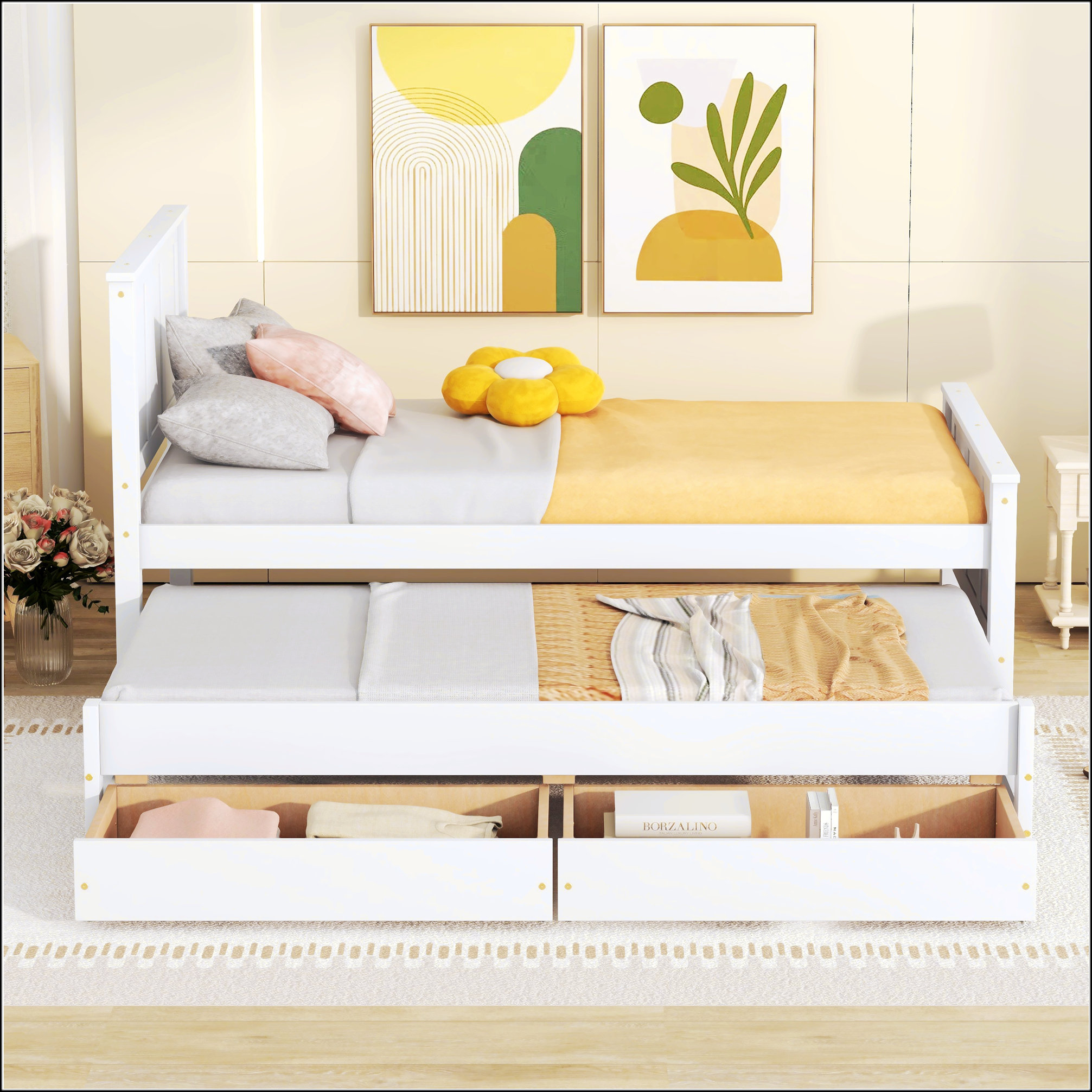 Latitude Run® Twin Size Platform Bed With Trundle And Drawers - Wayfair ...