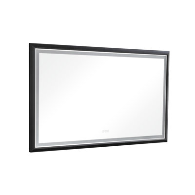 84In. W X 48In. H Oversized Rectangular Framed LED Mirror Anti-Fog Dimmable Wall Mount Bathroom Vanity Mirror HD Wall Mirror Kit For Gym And Dance Studio 48X84inches