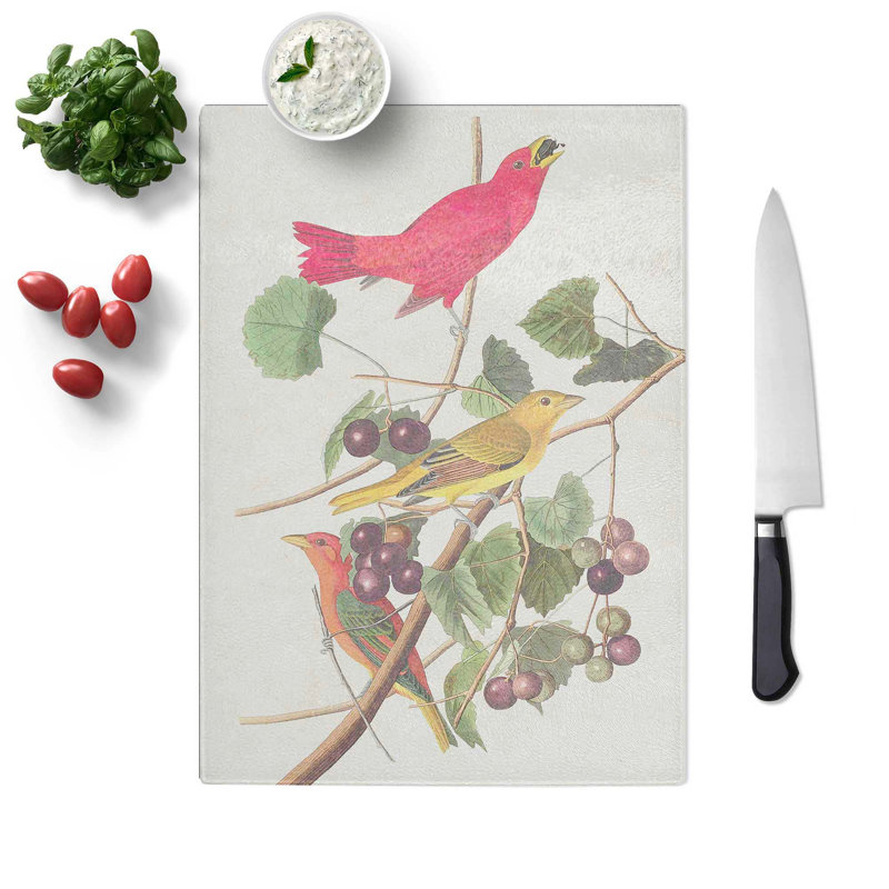 Tempered Glass Summer Birds by John James Audubon Chopping Board, 28.5 cm W x 39 cm L