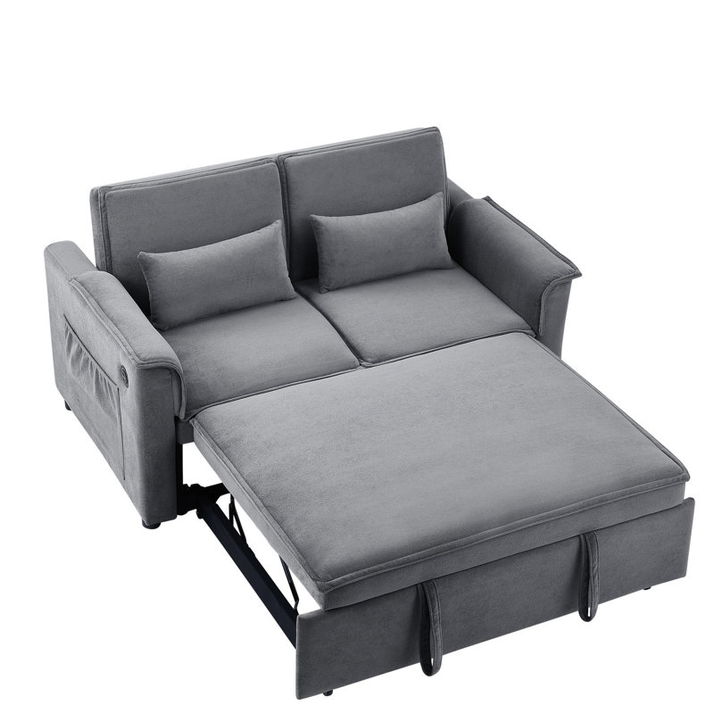 Lit convertible 2 places en velours gris