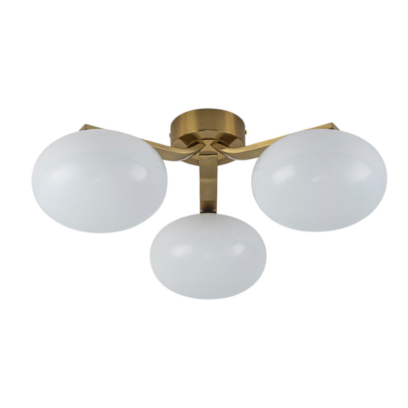 3-Light Glass Semi Flush Mount