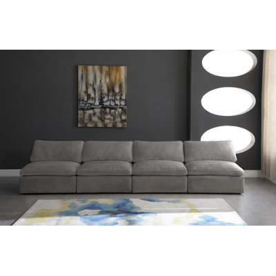 Canapé modulaire confortable en velours sans accoudoirs avec coussins réversibles de 156 po