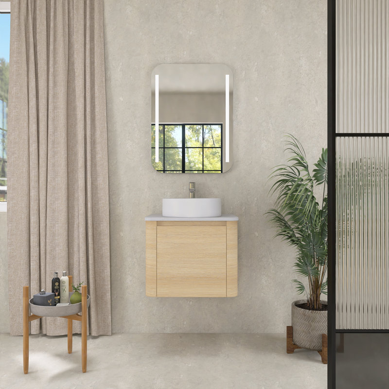 Ensemble de meuble-lavabo mural 24 po avec porte en céramique Art, Blanc