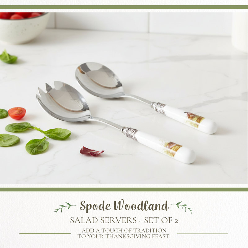 Spode Woodland Salad Servers S/2 Pme/Qu/Pt