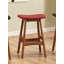 Tabourets de comptoir Mid-Century modernes en similicuir et bois massif (ensemble de 2)-12512887